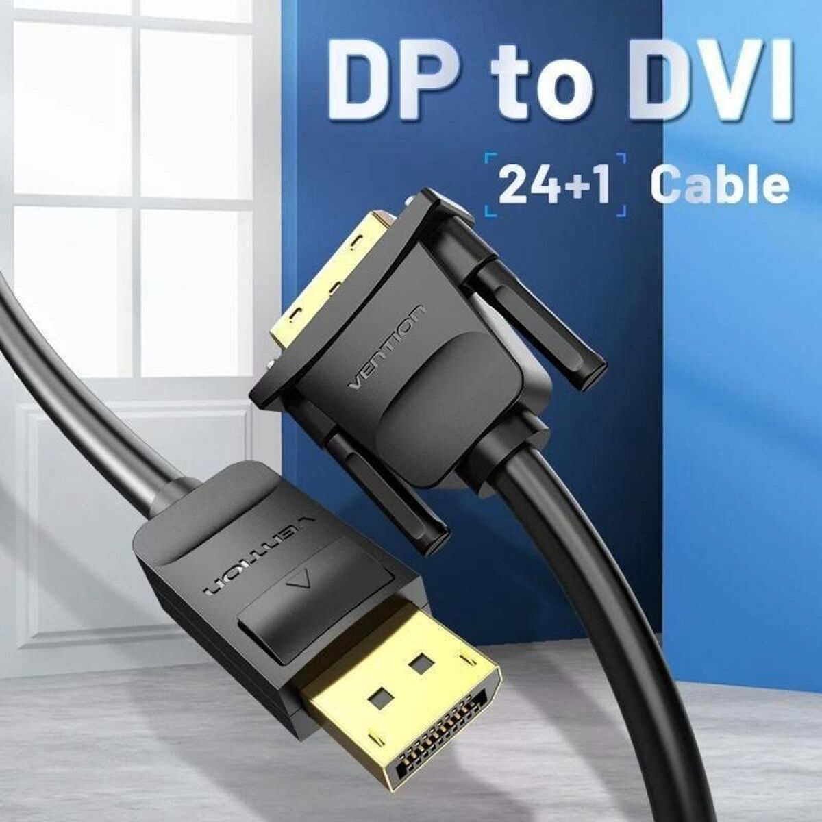DisplayPort - DVI Adapteri Vention HAFBG Musta 1,5 m